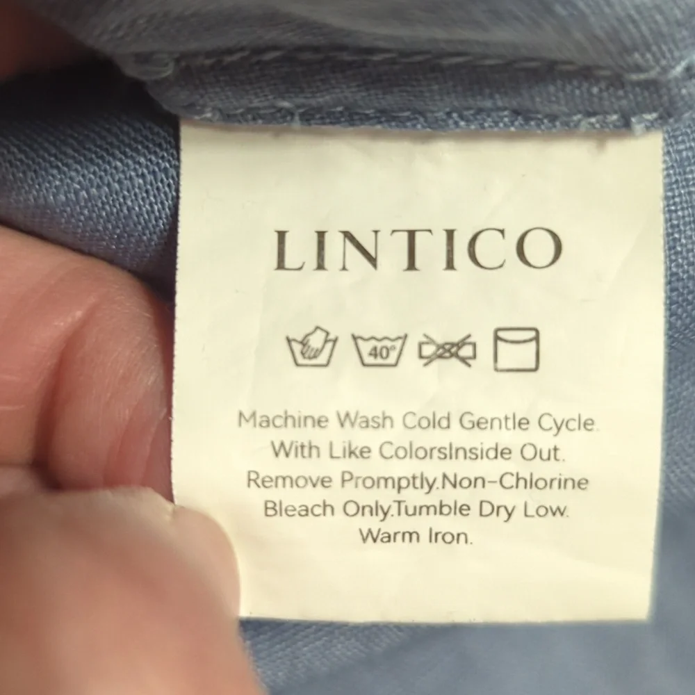 Lintico 100% Linen Blue Midi Skirt with Pockets Cottagecore Sz Small - Picture 8 of 9